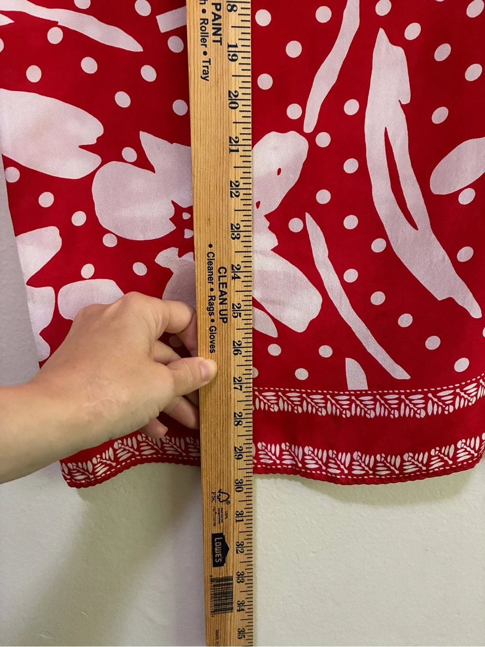 Liz Claiborne Red & White Floral Polka Dot Silk Scarf